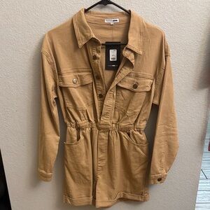 Fashion Nova Camel Utility Romper